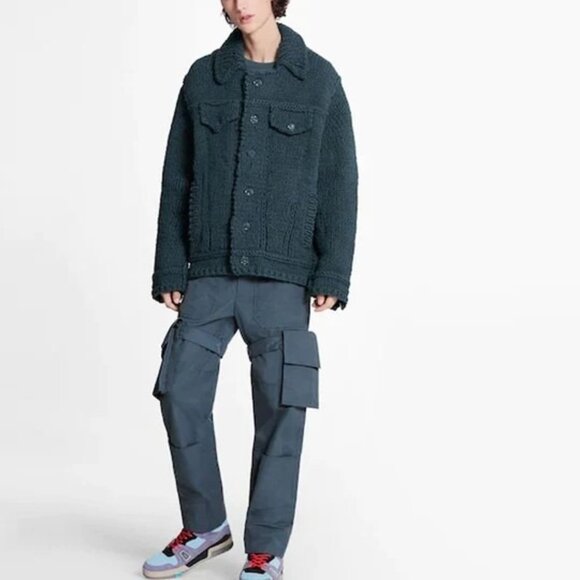 Louis Vuitton x Virgil Abloh 2020 Men's Knit Trucker Jacket in Blue - Picture 3 of 8